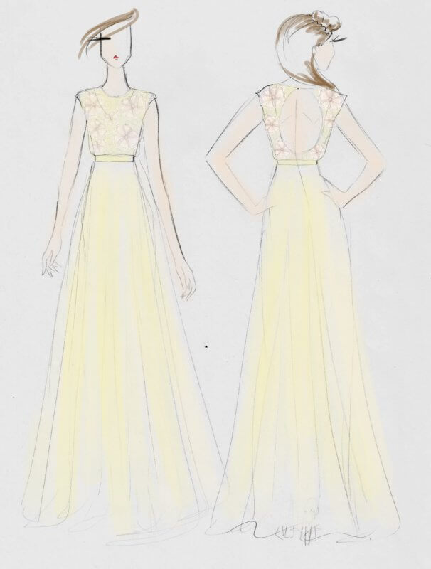 Sketch concept for Jess's dress.