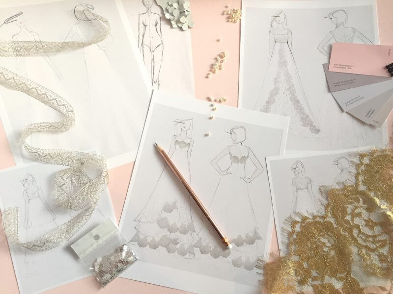 Design package image - sketches, fabrics and inspo images.